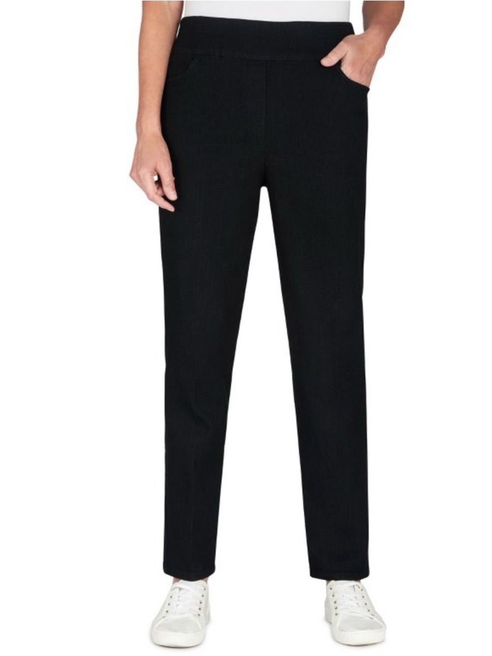 Alfred Dunner Allure Pants Women 16P Petite Black Super Stretch Pull On NWT